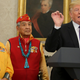 President Donald Trump at the podium during an event honoring members of the Native American code talkers in the Oval Office of the White House in Washington, D.C., on Nov. 27, 2017 (Oliver Contreras-Pool/Getty Images)